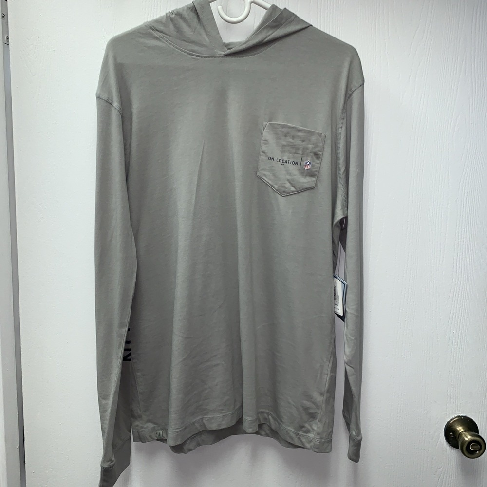 Johnnie-O Mens Edison Hooded Cotton T-Shirt Super Bowl LVI Steel Gray Size M $69